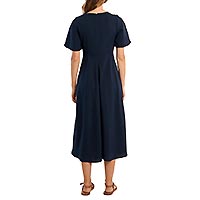 ROBE LONGUE COL V NAVY BLUE - Molly Bracken