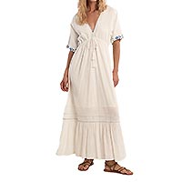ROBE MOLLY LONGUE BRODERIES BLANC - Molly Bracken