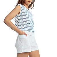 TOP LILI STRIPES BLANC BLEU - Lili Sidonio
