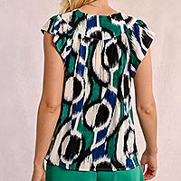 TOP MOLLY PRINT GREEN BLUE - Molly Bracken