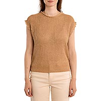 TSHIRT MAILLE CROCHET BEIGE - Molly Bracken