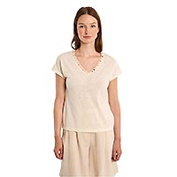 TSHIRT MOLLY BRODERIES PERLES ECRU - Molly Bracken