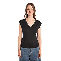 TSHIRT MOLLY COL V BLACK STRASS - Molly Bracken