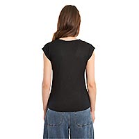 TSHIRT MOLLY COL V BLACK STRASS - Molly Bracken