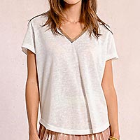 TSHIRT MOLLY COL V BLANC - Molly Bracken