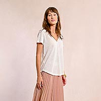 TSHIRT MOLLY COL V BLANC - Molly Bracken
