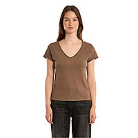 TSHIRT MOLLY COL V CHOCOLAT - Molly Bracken