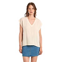 TSHIRT MOLLY COL V CREAM - Molly Bracken