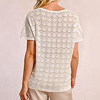TSHIRT MOLLY COL V ECRU - Molly Bracken