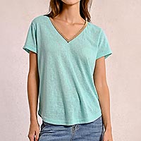 TSHIRT MOLLY COL V TURQUOISE - Molly Bracken