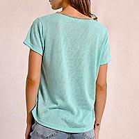 TSHIRT MOLLY COL V TURQUOISE - Molly Bracken