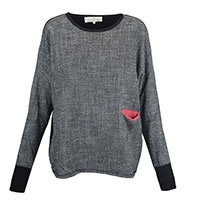 SWEAT TERESA BLACK GREY BRICK - Cocòl