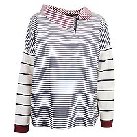 TOP FEERIK STRIPES GREY WINE - Cocòl
