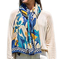 FOULARD BIG FLOWER BLEU - Colores de Otono