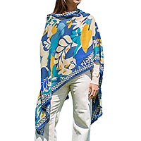 FOULARD BIG FLOWER BLEU - Colores de Otono