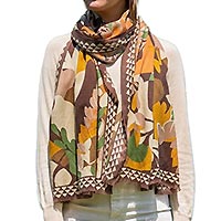 FOULARD BIG FLOWER MARRON - Colores de Otono