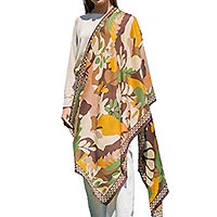 FOULARD BIG FLOWER MARRON - Colores de Otono