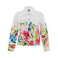 BLOUSON IRIS LIN BLANC MULTI - Dolcezza