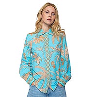 CHEMISE AQUA SAND LEAVES - Emily Van Den Bergh