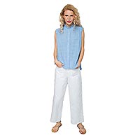 ECHECKS SHIRT BLUE WHITE - Emily Van Den Bergh