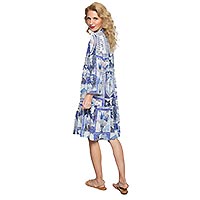 ELAN DRESS PALMIERS BLEU BEIGE - Emily Van Den Bergh