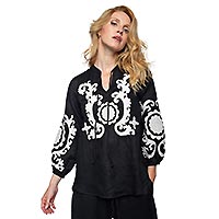 EPURE TOP BLACK LINEN - Emily Van Den Bergh
