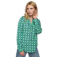 EVA TOP GREEN BLUE DOTS - Emily Van Den Bergh
