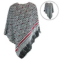 PONCHO 2 FACE NOIR BLANC RUBY - Jei's