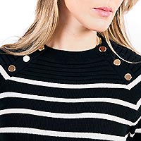 PULL PERRETTE NOIR RAYURES - Kalisson