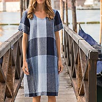 ROBE JERICHO CARREAUX BLEU - Kokomarina