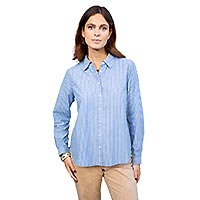 NELIA CHEMISE BLEU RAYURES - Les Petites Bombes