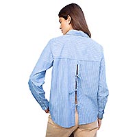 NELIA CHEMISE BLEU RAYURES - Les Petites Bombes