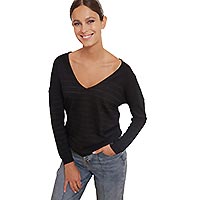 PULL ALYSON NOIR RAYURES - Les Petites Bombes