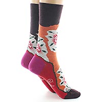 BAG22F6 FLEURS ORANGE BORDEAUX - Berthe aux Grands Pieds