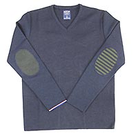 PULL COL V MARINE KAKI - Berthe aux Grands Pieds