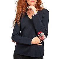 PULL MARIN BLEU PIVOINES - Berthe aux Grands Pieds