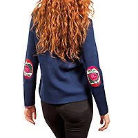 PULL V BLEU ROYAL ROSES - Berthe aux Grands Pieds