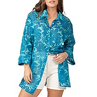 CHEMISE AM FLOWERS ACQUA - Terre Rouge