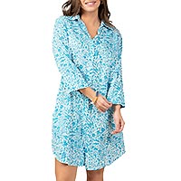 CHEMISE FLEURETTES BLEU MARIN - Terre Rouge