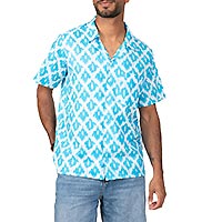 CHEMISE LOSANGES BLEU CARAIBES - Terre Rouge