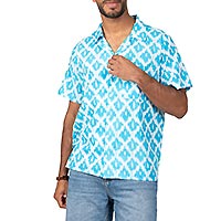 CHEMISE LOSANGES BLEU CARAIBES - Terre Rouge