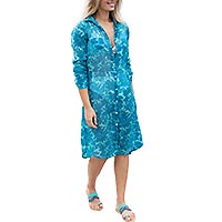 CHEMISE LO FLOWERS ACQUA - Terre Rouge