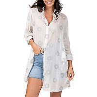 CHEMISE ROSACES SILVER BLANC - Terre Rouge