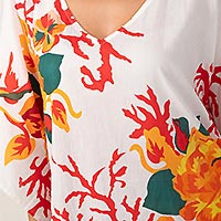 CHEMISIER CORAIL FLEUR BLANC - Terre Rouge