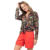 CHEMISIER FLEURS MULTICO - Terre Rouge