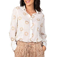 CHEMISIER ROSACES GOLD BLANC - Terre Rouge