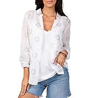 CHEMISIER ROSACES SILVER BLANC - Terre Rouge