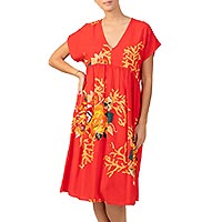 ROBE AM CORAIL FLEURI ROUGE - Terre Rouge
