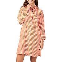 ROBE CHEMISE RAYE CORAIL - Terre Rouge