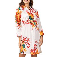 ROBE CHEM CORAIL FLEURI BLANC - Terre Rouge